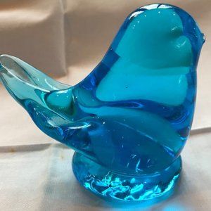 Leo Ward Signed Turquoise Blown Glass Bluebird of Happiness 1996